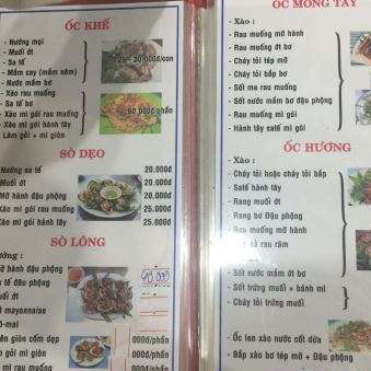 Menu Ốc Cô Tuyết