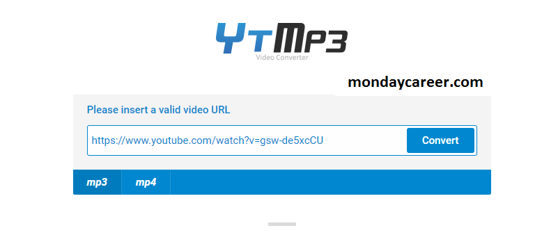 YtMp3 insert video URL