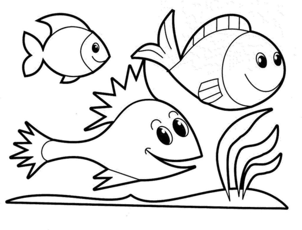 tranh tô màu cho bé 3 con cá vui vẻ