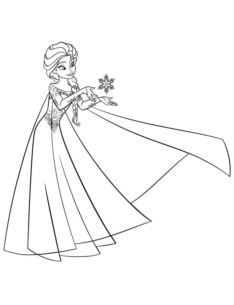 tranh tô màu cho bé công chúa băng giá elsa và bông tuyết