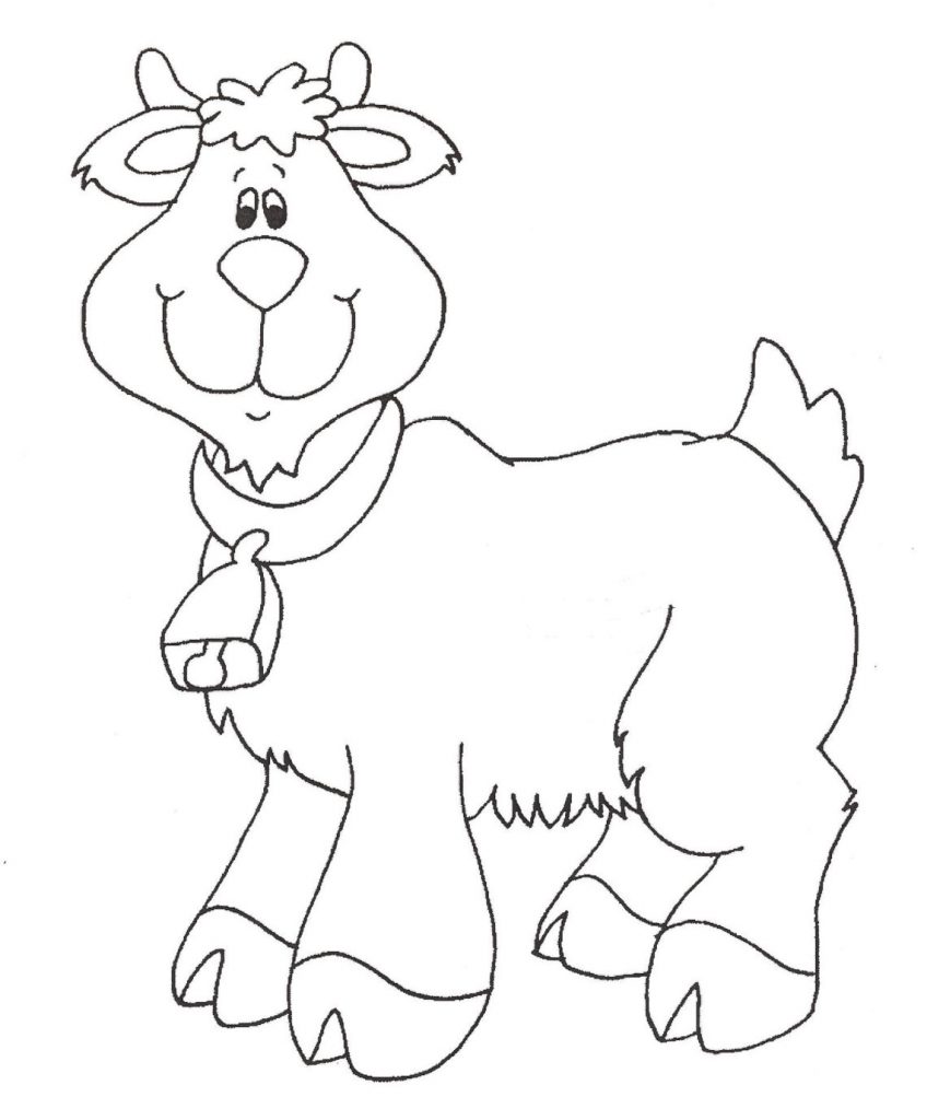 tranh tô màu cho bé chú cừu đeo chuông