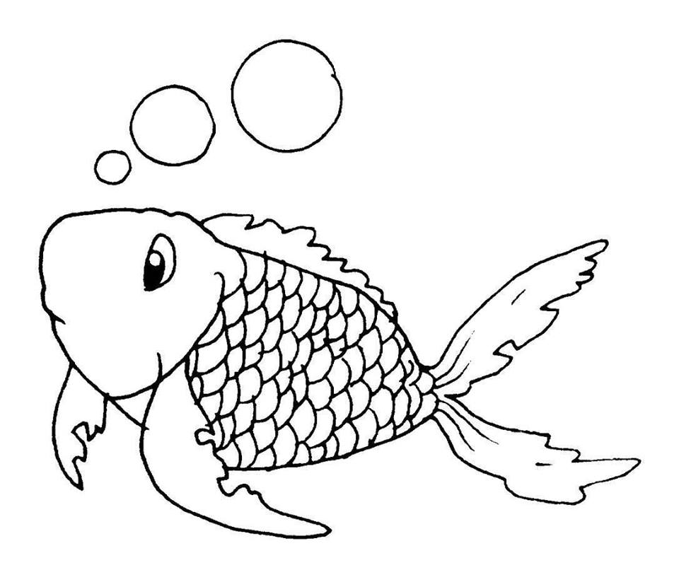 tranh tô màu cho bé con cá đang bơi