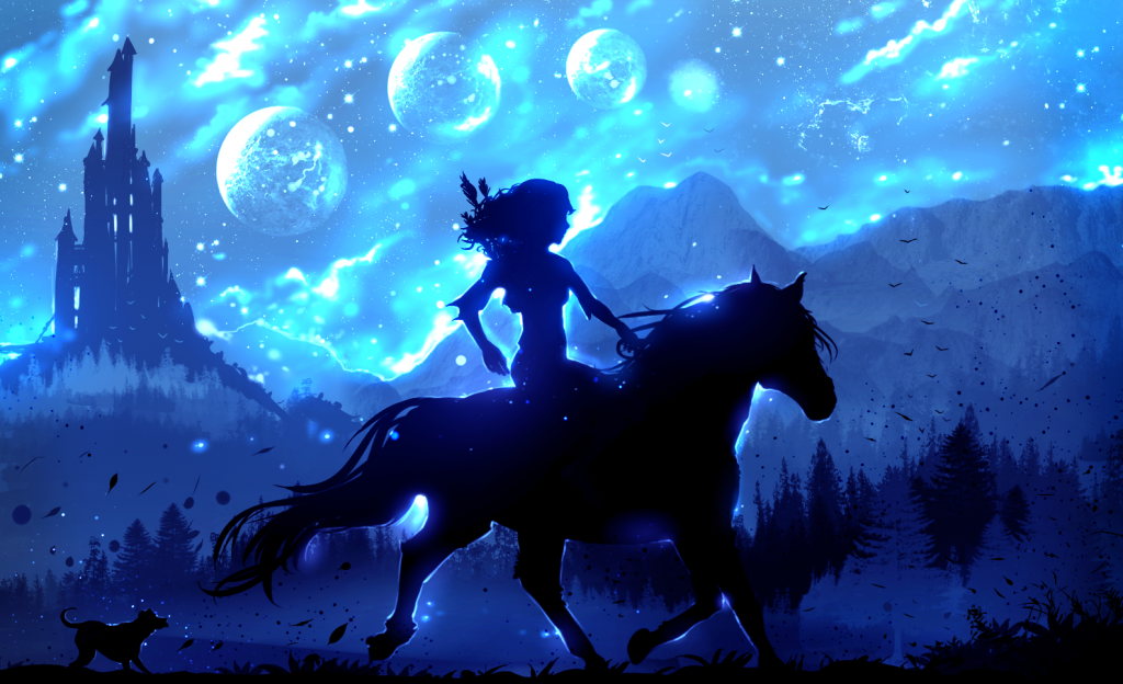 hình nền anime galaxy cưỡi ngựa